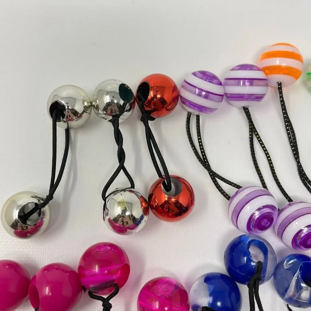 Twin Bead Hair Knocker Pony Tail Holders Bubbles Balls Tie Backs Lot of 18 Sets